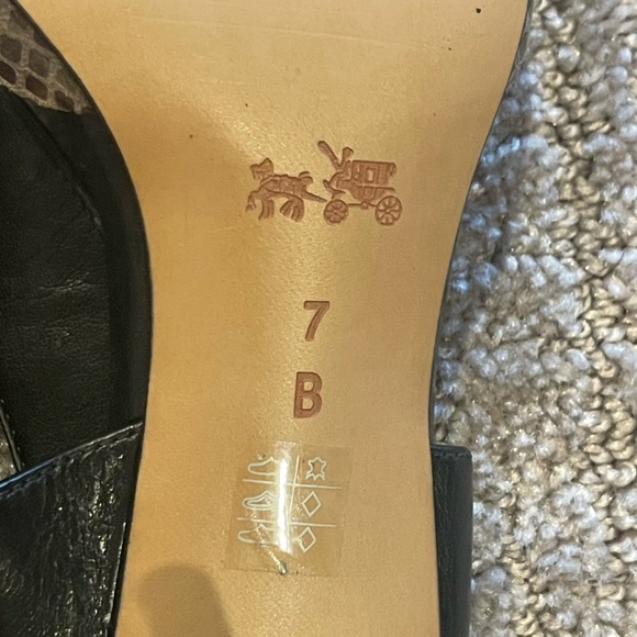 Coach Garland Snake Print Chain Detail Slingback Kitten Heel, Black-Brown, 7B - Picture 7 of 15